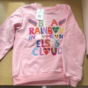 Pink Graphic Sweatshirt with Rainbow Text